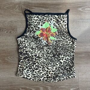 URBAN OUTFITTERS Leopard Hawaiian Florals Tank Top Small